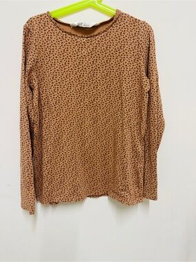 H&M Tan Leopard-Print Long Sleeve Top